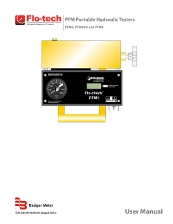 User Manual PFM Portable Hydraulic Testers PFM6, PFM6BD and PFM8 TUR-UM-00730-EN-02 (August 2014)