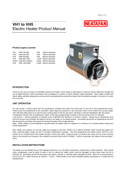 VH1 to VH5 Electric Heater Product Manual  Product types covered