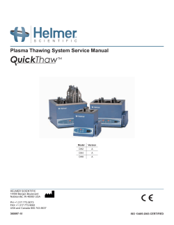 Ouick Plasma Thawing System Service Manual TM