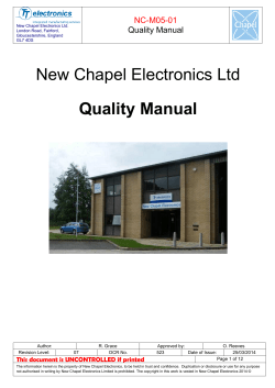 New Chapel Electronics Ltd Quality Manual NC-M05-01 This document is UNCONTROLLED if printed
