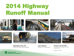 2014 Highway Runoff Manual  Lynn Peterson