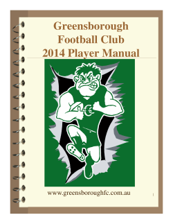 Greensborough Football Club 2014 Player Manual www.greensboroughfc.com.au