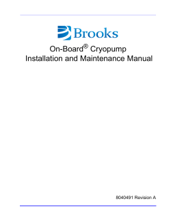 On-Board Cryopump Installation and Maintenance Manual ®
