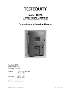 Model 1027S Temperature Chamber Operation and Service Manual