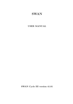 SWAN USER MANUAL SWAN Cycle III version 41.01