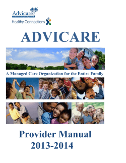 ADVICARE  Provider Manual 2013-2014