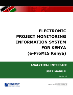 ELECTRONIC PROJECT MONITORING INFORMATION SYSTEM
