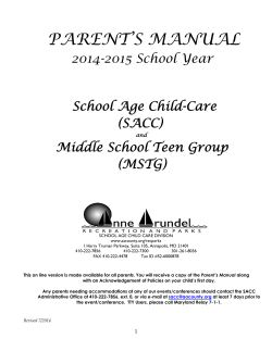 PARENT’S MANUAL 2014-2015 School Year School Age Child-Care (SACC)