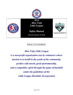2014 Aliso Viejo Little League Safety Manual