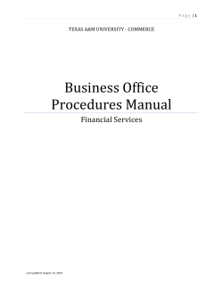 Business Office Procedures Manual Financial Services TEXAS A&amp;M UNIVERSITY - COMMERCE