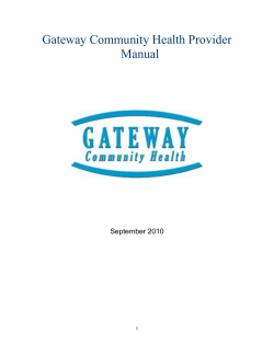 Gateway Community Health Provider Manual  September 2010