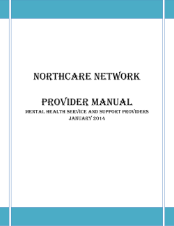 NORTHCARE NETWORK PROvidER MANuAl MENTAl HEAlTH SERviCE ANd SuPPORT PROvidERS