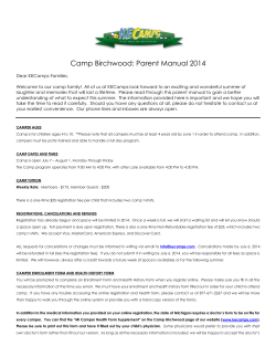 Camp Birchwood: Parent Manual 2014