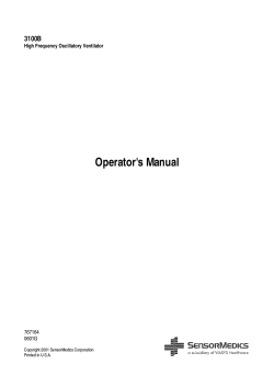 Operator's Manual  3100B High Frequency Oscillatory Ventilator