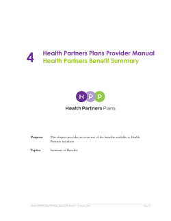 4  Health Partners Plans Provider Manual Health Partners Benefit Summary