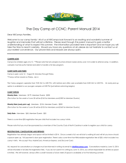 The Day Camp at CCNC: Parent Manual 2014