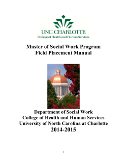 Master of Social Work Program Field Placement Manual