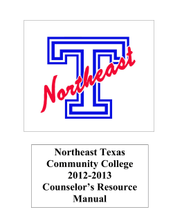 Northeast Texas Community College 2012-2013 Counselor’s Resource