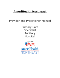 AmeriHealth Northeast  Provider and Practitioner Manual Primary Care