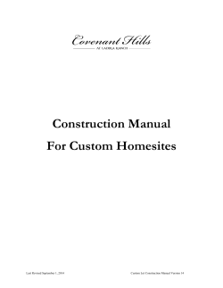 Construction Manual For Custom Homesites