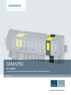 SIMATIC ET 200SP Fail-safe Module F-CM AS-i Safety ST (3RK7136-6SC00-0BC1) Manual