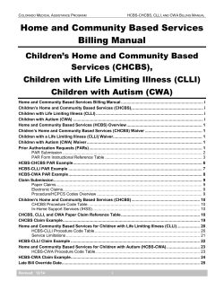 Home and Community Based Services Billing Manual