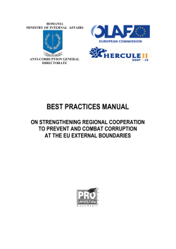BEST PRACTICES MANUAL ON STRENGTHENING REGIONAL COOPERATION TO PREVENT AND COMBAT CORRUPTION