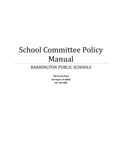 School Committee Policy Manual BARRINGTON PUBLIC SCHOOLS
