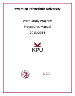 Kwantlen Polytechnic University  Work-Study Program Procedures Manual