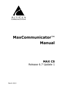 MaxCommunicator Manual MAX CS Release 6.7 Update 1