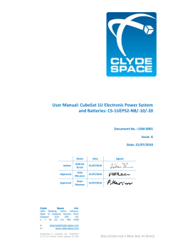 User Manual: CubeSat 1U Electronic Power System and Batteries: CS-1UEPS2-NB/-10/-20