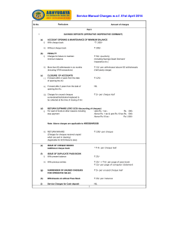Service Manual Charges w.e.f. 01st April 2014
