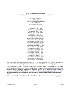 SC123 Assembly Language Manual SC123 Website: Dr. Robert Silverman Computer Science Department
