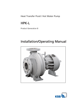 HPK-L Installation/Operating Manual Heat Transfer Fluid / Hot Water Pump Product Generation B