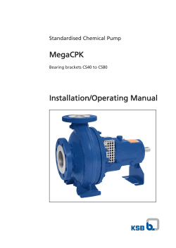 MegaCPK Installation/Operating Manual Standardised Chemical Pump Bearing brackets CS40 to CS80