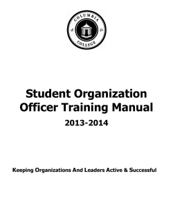 Student Organization Officer Training Manual 2013-2014