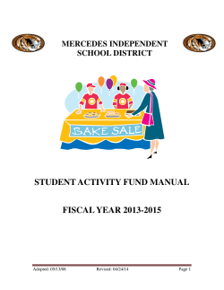 STUDENT ACTIVITY FUND MANUAL FISCAL YEAR 2013-2015 MERCEDES INDEPENDENT SCHOOL DISTRICT