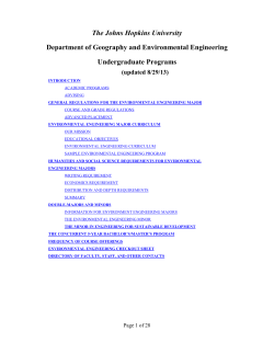 The Johns Hopkins University Department of Geography and Environmental Engineering Undergraduate Programs