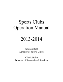 Sports Clubs Operation Manual 2013-2014