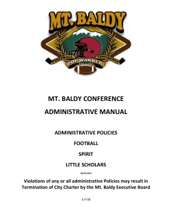 MT. BALDY CONFERENCE ADMINISTRATIVE MANUAL ADMINISTRATIVE POLICIES FOOTBALL