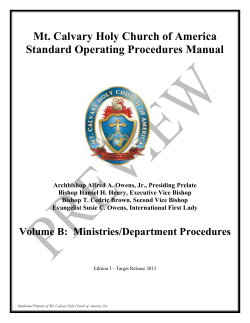 Mt. Calvary Holy Church of America Standard Operating Procedures Manual
