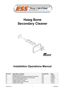 Hawg Bone Secondary Cleaner  Installation Operations Manual
