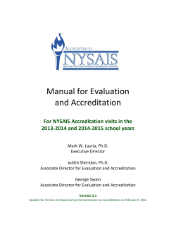 Manual for Evaluation and Accreditation For NYSAIS Accreditation visits in the