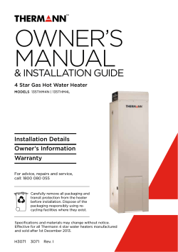 Owner’s Manual &amp; InstallatIon guIde Installation details