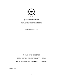 QUEEN’S UNIVERSITY DEPARTMENT OF CHEMISTRY SAFETY MANUAL