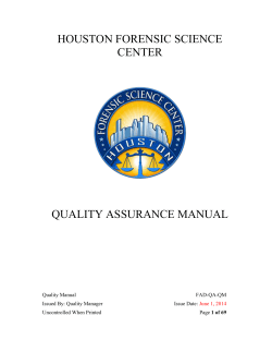 HOUSTON FORENSIC SCIENCE CENTER  QUALITY ASSURANCE MANUAL