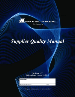 Supplier Quality Manual  Revision: Release Date: