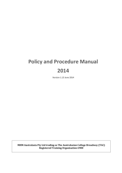 Policy and Procedure Manual 2014