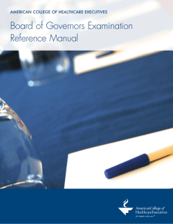 Board of Governors Examination Reference Manual AmericAn college of heAlthcAre executives