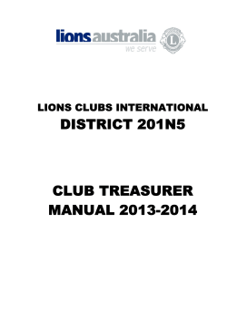 DISTRICT 201N5 CLUB TREASURER MANUAL 2013-2014